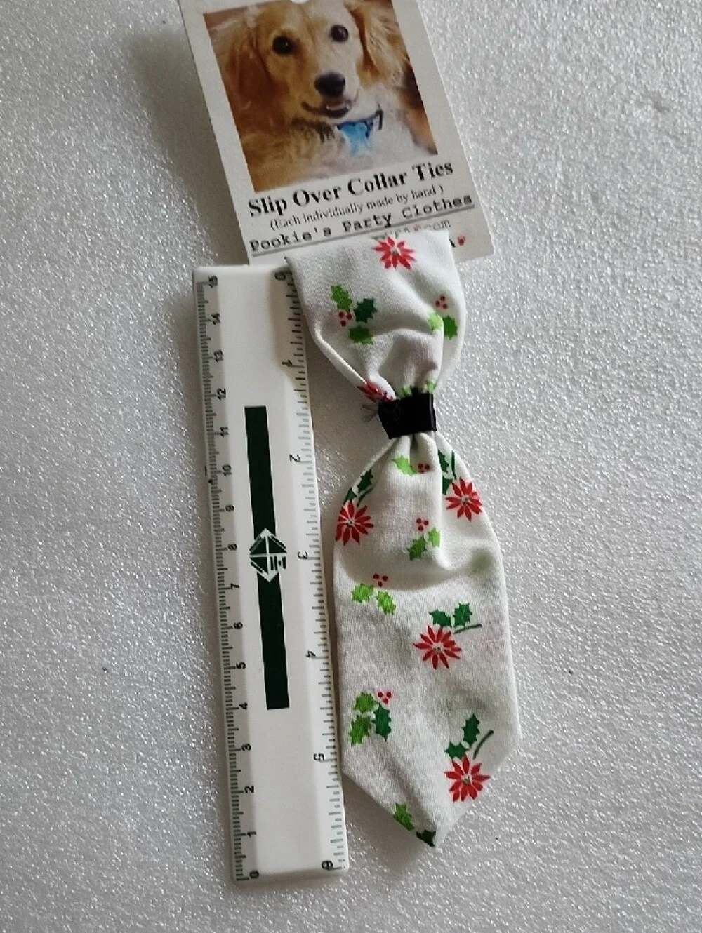 Pookie's Party White Holiday Slip-Over Dog Collar Tie